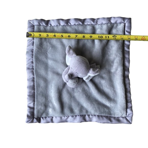 Carter's  Elephant Lovey Security Blanket Grey Gray Satin Edging Backside 14x14 - Picture 7 of 8